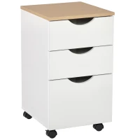 HOMCOM 3-Drawer Storage Cabinet with Wheels for Home Office, White(m-1)