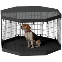 PawHut 8 Panels Foldable Dog Playpen with Bottom Pad & Top Cover, 36" High(m-11)