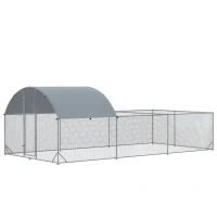 PawHut Large Chicken Coop Metal Chicken Run for Chickens with Waterproof and Anti-UV Cover, Dome Shaped Walk in Fence Cage Hen House for Outdoor and Yard Farm Use, 1" Dia, 9.2' x 18.7' x 6.4'(m-1)