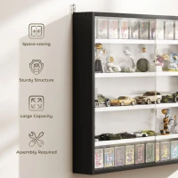HOMCOM 5-Tier Display Cabinet, Shot Glass Display Case, Glass Curio Cabinet with 2 Glass Doors and 4 Adjustable Shelves, Black(m-6)
