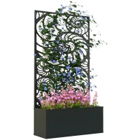 Outsunny Metal Garden Bed with Trellis for Climbing Plants, Freestanding or Wall Mounted Flower Bed for Garden, Patio, Balcony(m-11)