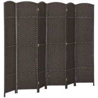 HOMCOM Folding Room Divider Screen 6 Panel 5.6 ' Tall Privacy Screen Freestanding Room Partition for Home Office, Brown(m-11)