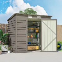 Outsunny 6 x 4FT Galvanized Garden Storage Shed, Metal Outdoor Shed with Double Doors and 2 Vents, Light Grey(m-10)