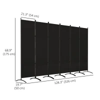 Outsunny 6 Panel Folding Room Divider, UV30+ Privacy Screen, Indoor Outdoor Privacy Panel with Stable Base, Black(m-3)