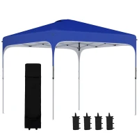 Outsunny 8' x 8' Pop Up Canopy Tent with Wheeled Carry Bag and 4 Sand Bags, Instant Sun Shelter, Tents for Parties, Height Adjustable, for Outdoor, Garden, Patio, Royal Bue(m-1)