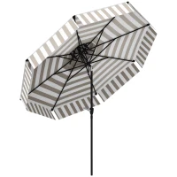 Outsunny 8.6FT Patio Umbrella, UPF 30+ Outdoor Market Umbrella, 2-Tier Vented Patio Table Umbrella with Crank 8 Ribs, Tiltable Porch Umbrella for Garden Deck Poolside, Light Gray(m-11)
