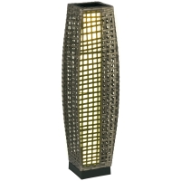 Outsunny Solar Floor Lamp, Outdoor Garden Lantern Pathway Light & Decorative Driveway Lighting with Auto On/Off LED Lights for Porch, Yard, Lawn, Courtyard, Deck, Gray