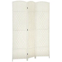 HOMCOM Folding Room Divider Screen 3 Panel 6' Tall Privacy Screen Freestanding Wood Partition for Home Office, White(m-11)