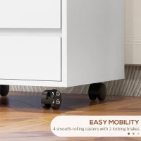 HOMCOM 4 Drawer File Cabinet, Vertical Filing Cabinet with Wheels, Modern Printer Stand for Home Office, White(m-5)