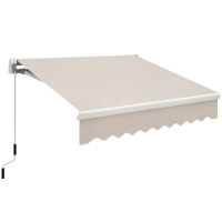 Outsunny 8' x 6.6' Patio Retractable Awning, Manual Exterior Sun Shade Deck Window Cover, Beige