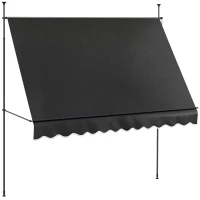 Outsunny 10' x 4' Manual Retractable Awning, Non-Screw Patio Awning, UV Resistant, for Window or Door, Black(m-11)