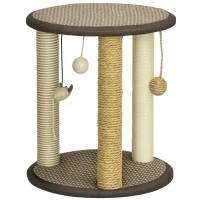 PawHut 17" Cat Tree, Kitty Activity Centre with Hanging Toys, Cat Tower with Jute, Sisal, Seagrass Scratching Post, Brown(m-2)