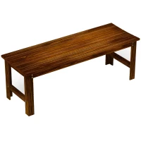 Outsunny 2-Seat Wood Garden Bench, Patio Bench Outdoor Bench with Slatted Seat, Backless Front Porch Bench for Park, Garden, Poolside, Deck, Carbonized(m-11)
