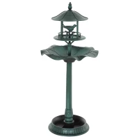 Outsunny 3-in-1 Garden Bird Bath Bowl Pedestal with Bird Feeder, Large Water Basin, Underneath Flower Planter, Green(m-11)