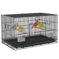 PawHut Birdcage for Canaries, Lovebirds Finches, Budgie Cage with Removable Tray, Bottom Mesh Panel, Wooden Perches, Swing, Ramp, Food Containers, 30" L x 18" W x 18" H(m-2)