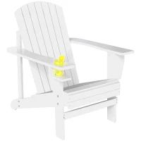 Outsunny Oversized Adirondack Chair, Outdoor Fire Pit and Porch Seating, Classic Log Lounge w/ Built-in Cupholder, White(m-11)