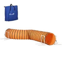 PawHut Dog Tunnel, 13 Foot Long, 24" Open Pet Agility Equipment with 2 Support Brackets, Carrying Bag, Orange(m-2)