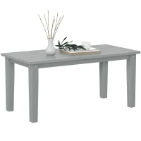 Outsunny Rectangle Outdoor Coffee Table, HDPE All-Weather Outdoor Patio Table with Slatted Tabletop for Yard, Balcony, Gray(m-11)