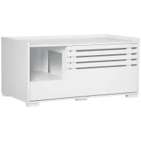 PawHut Cat Litter Box Enclosure with Spacious Interior, Cat Washroom Storage End Table for Indoor Cats with Hidden Storage Cabinet Space, Elevated Bottom, White(m-1)