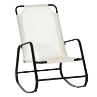 Outsunny Garden Rocking Chair, Outdoor Indoor Sling Fabric Rocker for Patio, Balcony, Porch, Cream White(m-1)