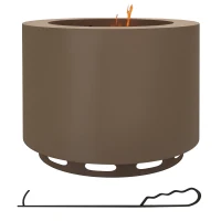 Outsunny Smokeless Fire Pit, Portable Camping Bonfire Stove with Poker for Backyard Patio Picnic, Steel, Bronze(m-11)