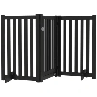 PawHut 3-Panel Foldable Dog Gate with Feet for Medium Dogs and Below, Black(m-11)