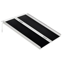 HOMCOM FSA/HSA Eligible Wheelchair Ramp 3FT, Folding Aluminum Threshold Ramp with Non-Slip Surface, Transition Plate, 594lbs Weight Capacity for Home, Doorways, Curbs, Steps(m-1)
