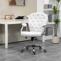 Vinsetto Office Chair, Computer Desk Chair with Adjustable Height and Tufted Back, White(m-8)