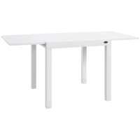 Outsunny Expandable Patio Table, Outdoor Dining Table for 4-6 with Aluminum Frame for Garden, Lawn, Balcony Terrace, White(m-11)
