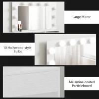 HOMCOM Vanity Table, Makeup Dressing Table with LED Lighting Mirror, Charging Station and Drawers for Bedroom, White(m-6)