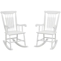 Outsunny Porch Rocker Chairs Set of 2, 350 lbs. Wooden Outdoor Rocking Chairs with High Back for Garden, Patio, Balcony, White(m-11)