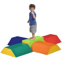 Qaba 5-Piece Soft Play Equipment, Large Baby Foam Playset for Creativity and Shape Discovery with Easy-to-Clean Surface, Toddler Educational Toy for 1+ Year Old Girls & Boys(m-1)