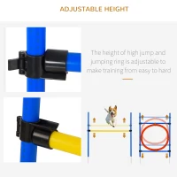 PawHut Dog Pet Obstacle Agility Training Kit High Jump Weave Pole Ring Obedience Equipment Portable(m-5)