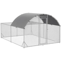PawHut Large Chicken Coop Metal Chicken Run for Chickens with Waterproof and Anti-UV Cover, Dome Shaped Walk in Fence Cage Hen House for Outdoor and Yard Farm Use, 1" Dia, 12.5' x 9.2' x 6.4'(m-1)