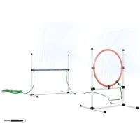 PawHut 3pc Dog Agility Training Equipment Set with Spray Water Tube, White(m-11)