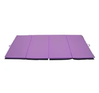 Soozier 4'x8'x2" Folding Gymnastics Tumbling Mat, Exercise Mat with Carrying Handles for Yoga, MMA, Martial Arts, Stretching, Core Workouts, Purple(m-2)