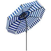 Outsunny 8.6FT Patio Umbrella, UPF 30+ Outdoor Market Umbrella, 2-Tier Vented Patio Table Umbrella with Crank 8 Ribs, Tiltable Porch Umbrella for Garden Deck Poolside, Navy Blue(m-11)