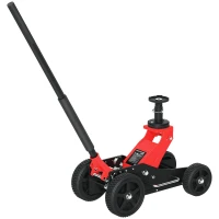 HOMCOM 1.5 Ton Big Wheel Hydraulic Car Jack Heavy Duty Steel Off-Road Jack with Extra Saddle for Trucks, SUVs, ATVs, Red(m-11)