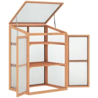 Outsunny Wooden Cold Frame Greenhouse Small Mini Planter Box, 30" L x 24" W x 44" H, Natural(m-1)