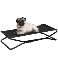 PawHut Elevated Dog Bed with Breathable Fabric, Foldable Pet Cot with Heavy Duty Steel Frame, Portable Cooling Pet Bed Indoor Outdoor Use, for Small Medium Dogs(m-1)