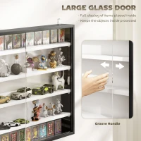 HOMCOM 5-Tier Display Cabinet, Shot Glass Display Case, Glass Curio Cabinet with 2 Glass Doors and 4 Adjustable Shelves, Black(m-5)