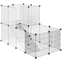 PawHut Pet Playpen DIY Small Animal Cage Portable Plastic Yard Fence for Rabbit Chinchilla Hedgehog Guinea Pig, 14 x 18 in(m-1)