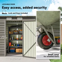 Outsunny 6 x 4FT Galvanized Garden Storage Shed, Metal Outdoor Shed with Double Doors and 2 Vents, Light Grey(m-6)