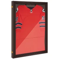 HOMCOM 23.5" x 31.5" Acrylic Shadow Box Frame, UV-Resistant Jersey Display Case with T-shirt Hanger and 2 Keys, Brown(m-11)