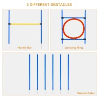 PawHut Dog Pet Obstacle Agility Training Kit High Jump Weave Pole Ring Obedience Equipment Portable(m-4)