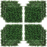 Outsunny 12PCs Grass Wall Panels, 20" x 20" Artificial Grass Wall Decor, Greenery Backdrop Panels Wall for Outdoor, Indoor, Garden, Fence, Backyard, Emerald Green(m-1)