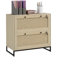 Vinsetto Lockable Filing Cabinet, Boho 2 Drawer File Cabinet with Adjustable Hanging Bar for Letter, A4 and Legal Size, Natural(m-11)