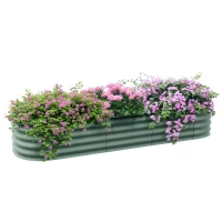 Outsunny 6.4' x 2' x 1' Galvanized Raised Garden Bed Kit, Metal Planter Box with Safety Edging, Green(m-11)