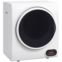 HOMCOM 1.5 cu.ft Portable Compact Clothes Laundry Dryer with Intelligent Drying for Apartments Dorms RVs, 850W, White(m-11)