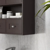 kleankin Medicine Cabinet, Bathroom Wall Cabinet with Shelf and Drawers for Hallway, Living Room, Brown(m-10)